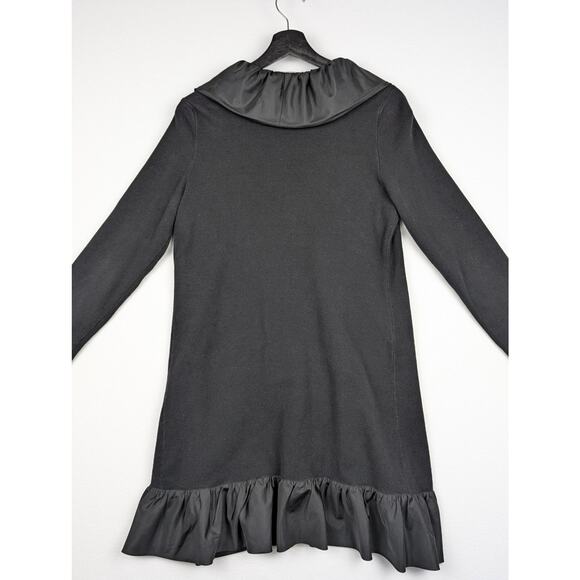 Chico's Black Label Ruffle Trim Long Duster Cardigan Jacket Size 2 Black - Picture 3 of 6